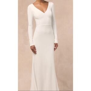 LULU'S XS Feeling of Forever White Long Sleeve Bridal Mermaid Maxi Dress NWT B87